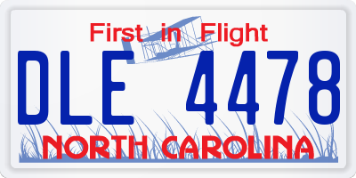 NC license plate DLE4478