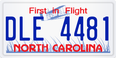 NC license plate DLE4481