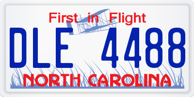 NC license plate DLE4488