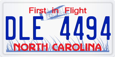 NC license plate DLE4494