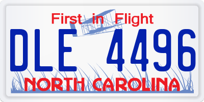 NC license plate DLE4496