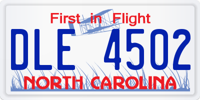 NC license plate DLE4502
