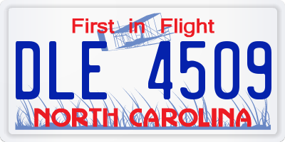 NC license plate DLE4509