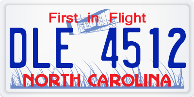 NC license plate DLE4512