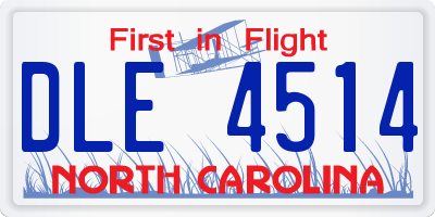NC license plate DLE4514