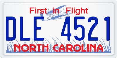 NC license plate DLE4521