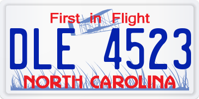 NC license plate DLE4523