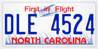 NC license plate DLE4524