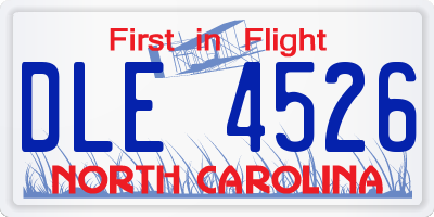 NC license plate DLE4526