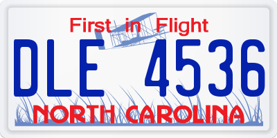 NC license plate DLE4536