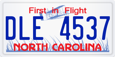 NC license plate DLE4537