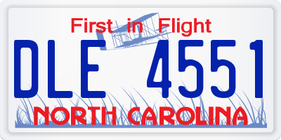 NC license plate DLE4551