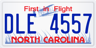 NC license plate DLE4557