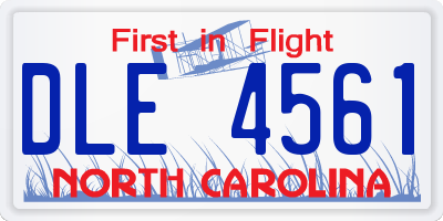 NC license plate DLE4561