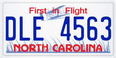 NC license plate DLE4563
