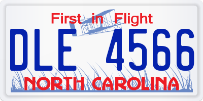 NC license plate DLE4566