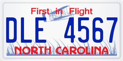 NC license plate DLE4567