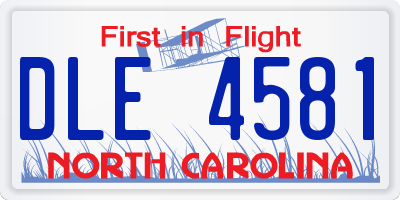 NC license plate DLE4581