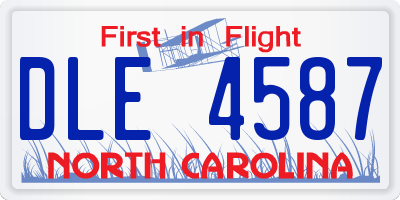 NC license plate DLE4587