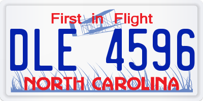 NC license plate DLE4596