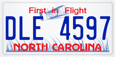 NC license plate DLE4597
