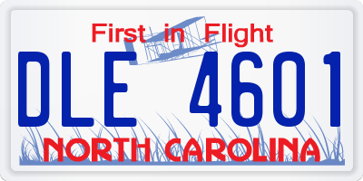NC license plate DLE4601