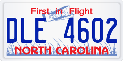 NC license plate DLE4602