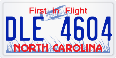 NC license plate DLE4604