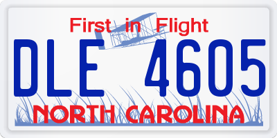 NC license plate DLE4605