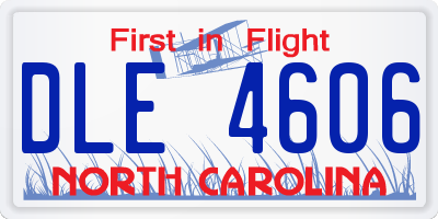 NC license plate DLE4606