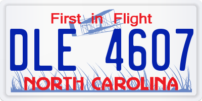 NC license plate DLE4607