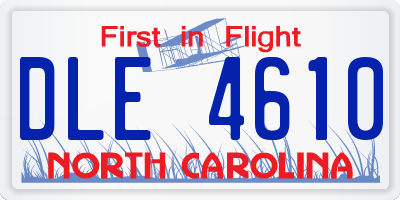 NC license plate DLE4610