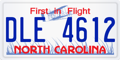 NC license plate DLE4612