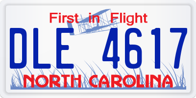 NC license plate DLE4617