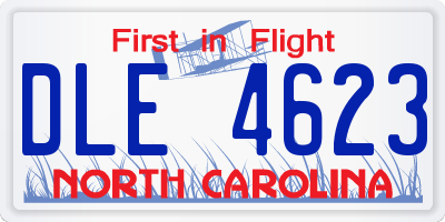 NC license plate DLE4623