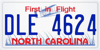 NC license plate DLE4624
