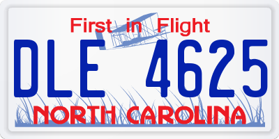 NC license plate DLE4625