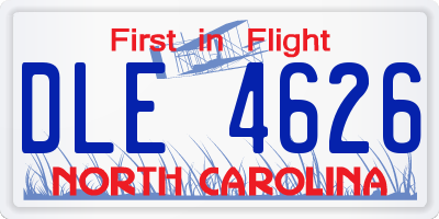NC license plate DLE4626