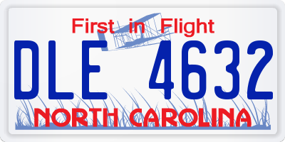 NC license plate DLE4632