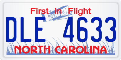 NC license plate DLE4633