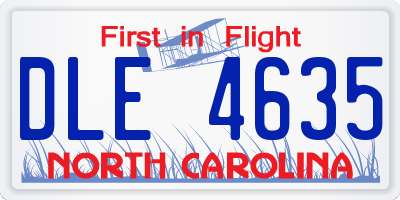 NC license plate DLE4635