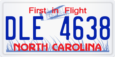 NC license plate DLE4638