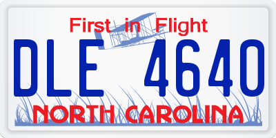 NC license plate DLE4640