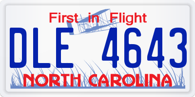 NC license plate DLE4643
