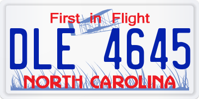 NC license plate DLE4645