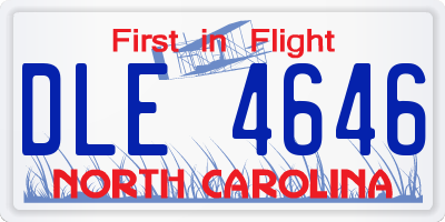 NC license plate DLE4646