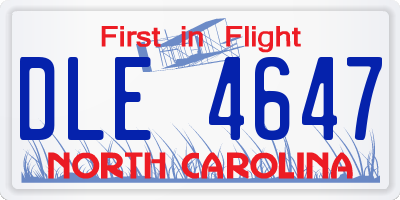 NC license plate DLE4647