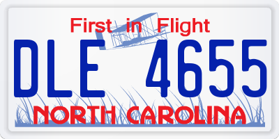 NC license plate DLE4655