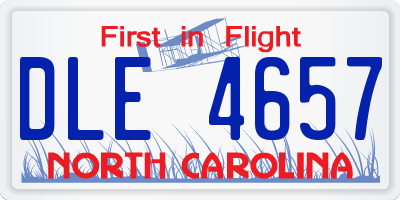 NC license plate DLE4657