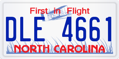NC license plate DLE4661